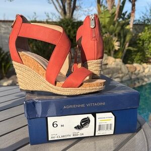 Adrienne Vittadini Red Espadrille Wedges